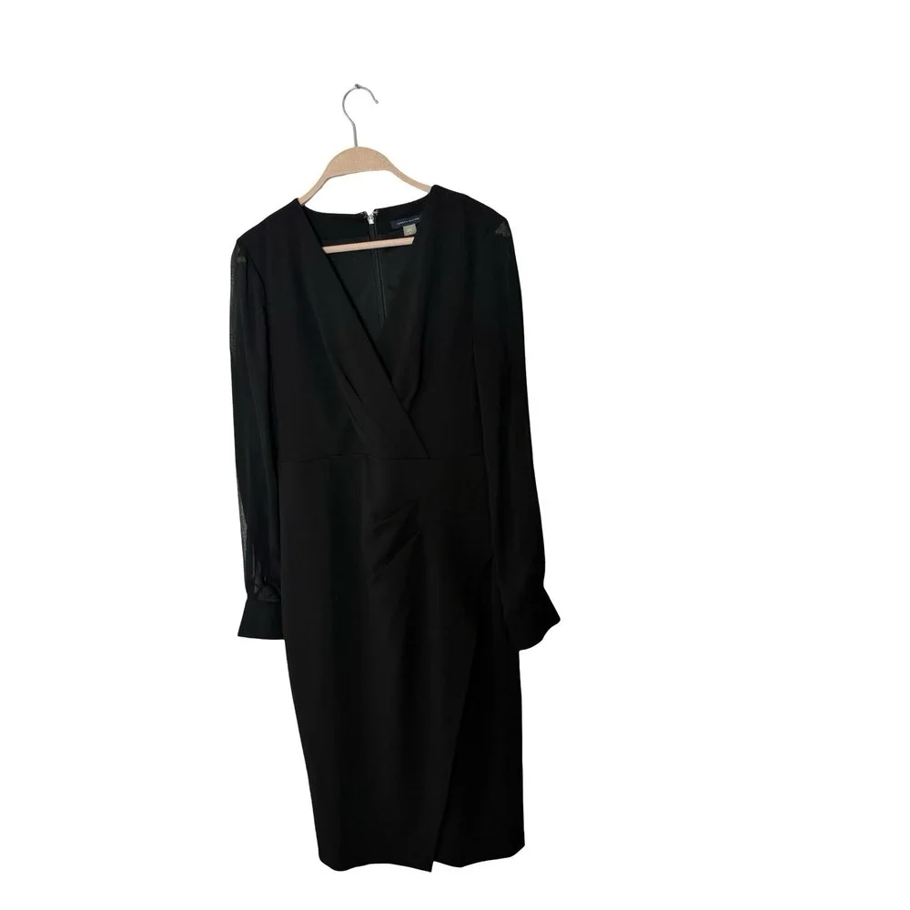 Tommy Hilfiger Women's Black Crepe Chiffon-Sleeve Sheath Dress size 8